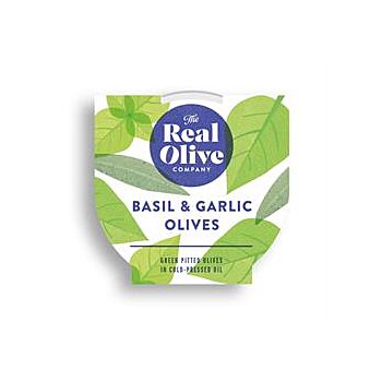 The Real Olive Company - Basil & Garlic Mammoth Olives (160g)