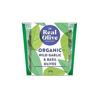 The Real Olive Company - Org Wild Garlic & Basil Olives (150g)